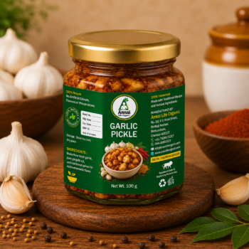 Garlic Pickle Traditional South Indian Homemade Recipe by Annai Life Organic Rich Spicy Flavor 100g